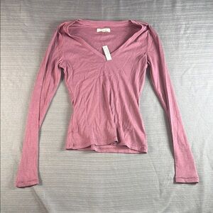 Madewell Pink Fitted Long‎ Sleeve Blouse Small